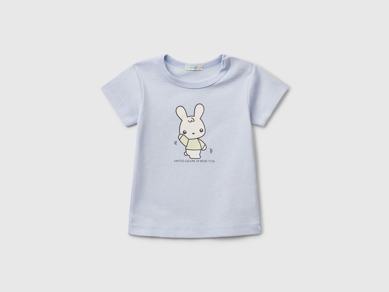 Benetton Bebek Toz Mavi Tavşan Baskılı T-Shirt