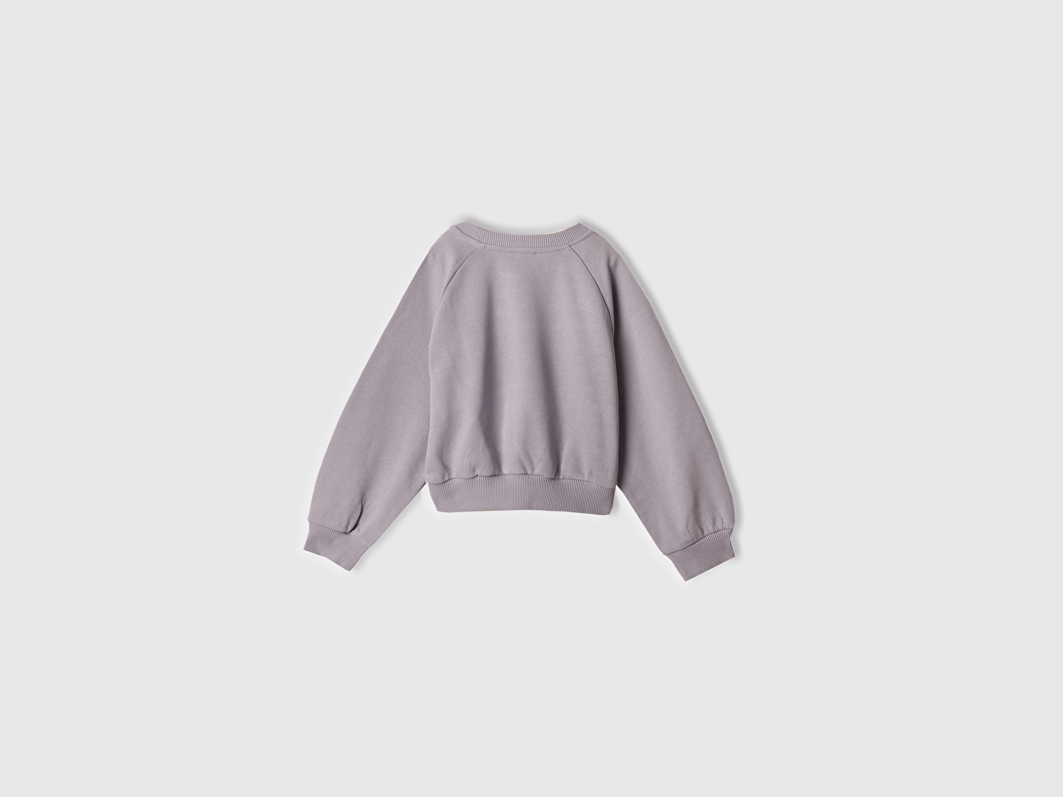 Benetton Kız Çocuk Lila Önü Taş Detaylı Ribanalı Bisiklet Yaka Sweatshirt