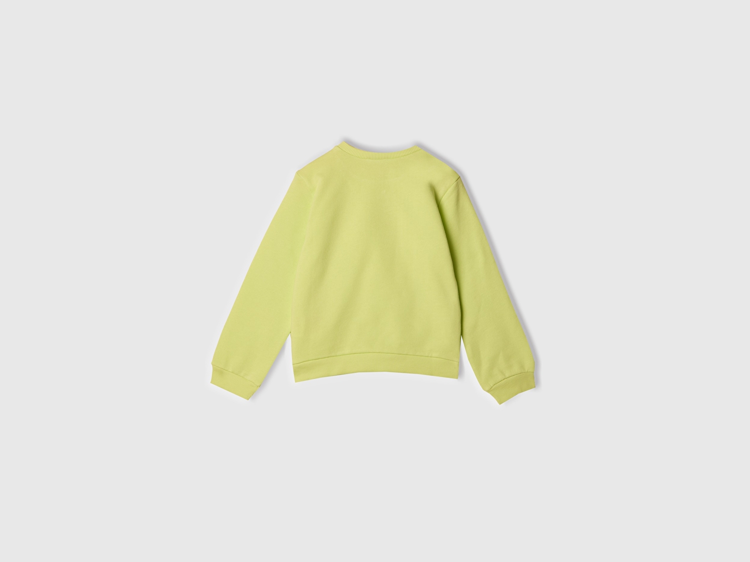 Benetton Kız Bebek Sarı Simli Benetton Logo Baskılı Bisiklet Yaka Sweatshirt