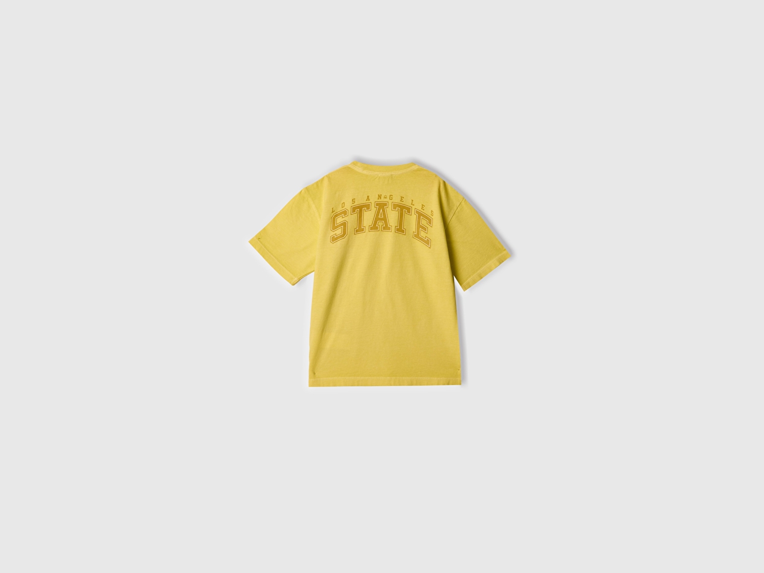 Benetton Erkek Çocuk Sarı Slogan Baskılı Soluk Efektli T-Shirt