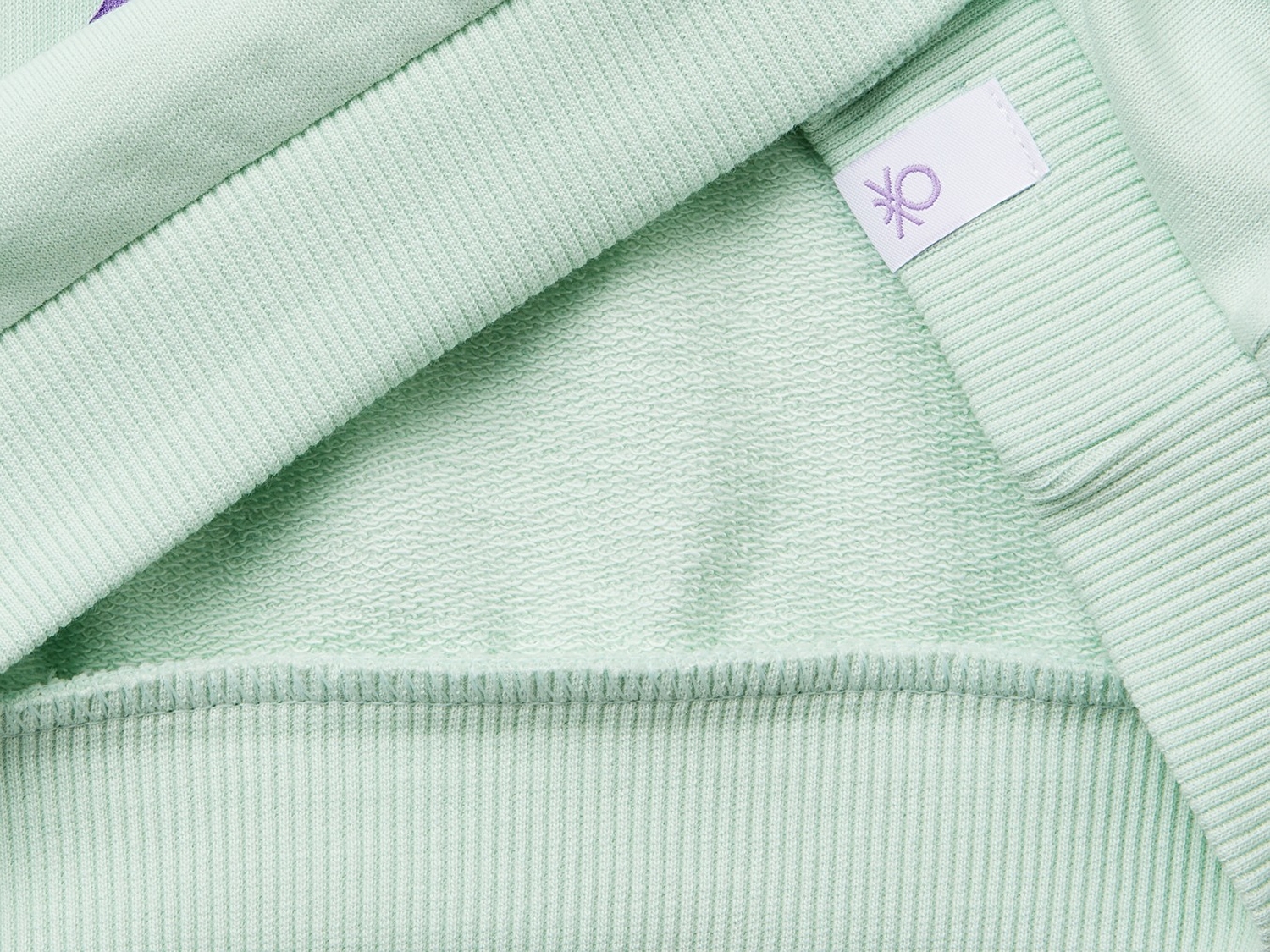 Benetton Kız Bebek Su Yeşili Peanuts Baskılı Logo Etiketli Bisiklet Yaka Sweatshirt