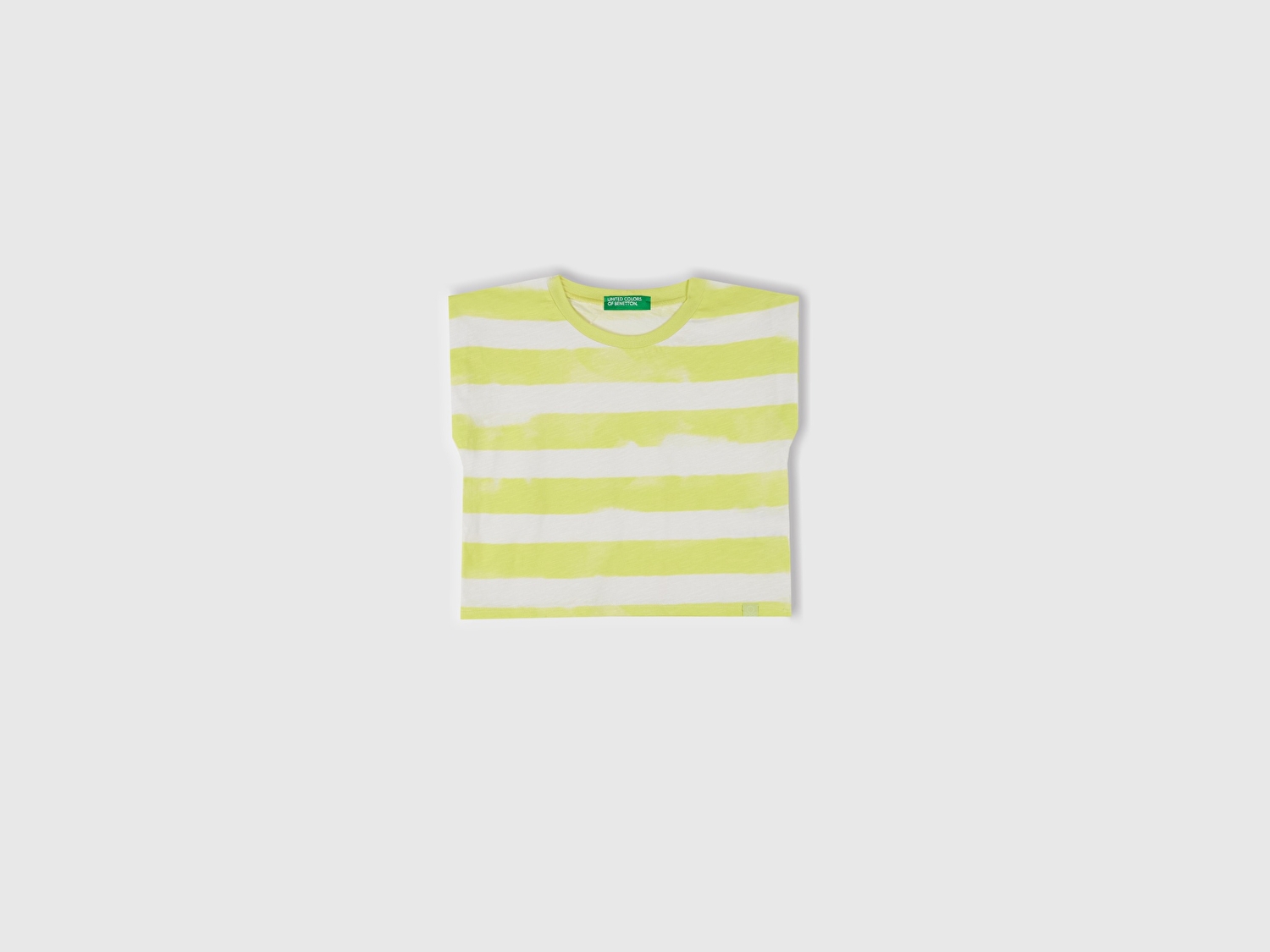 Benetton Kız Çocuk Sarı Çizgili Boynu Nervürlü Logo Etiketi Detaylı Kolsuz T-Shirt