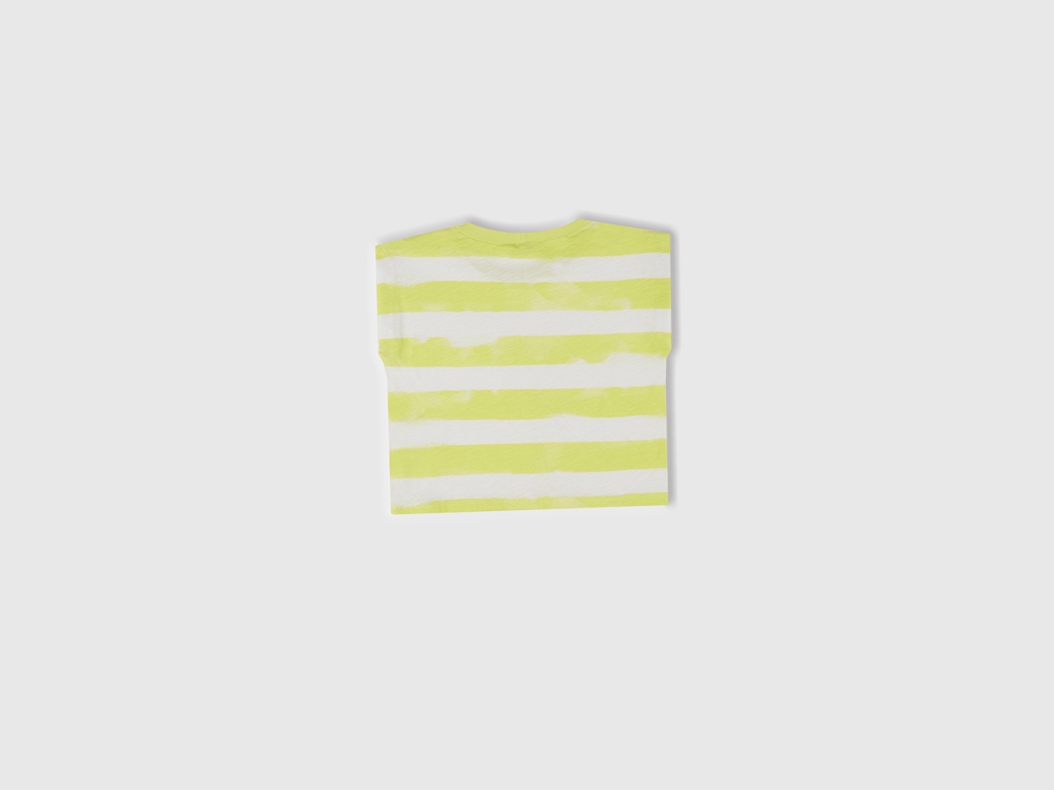 Benetton Kız Çocuk Sarı Çizgili Boynu Nervürlü Logo Etiketi Detaylı Kolsuz T-Shirt