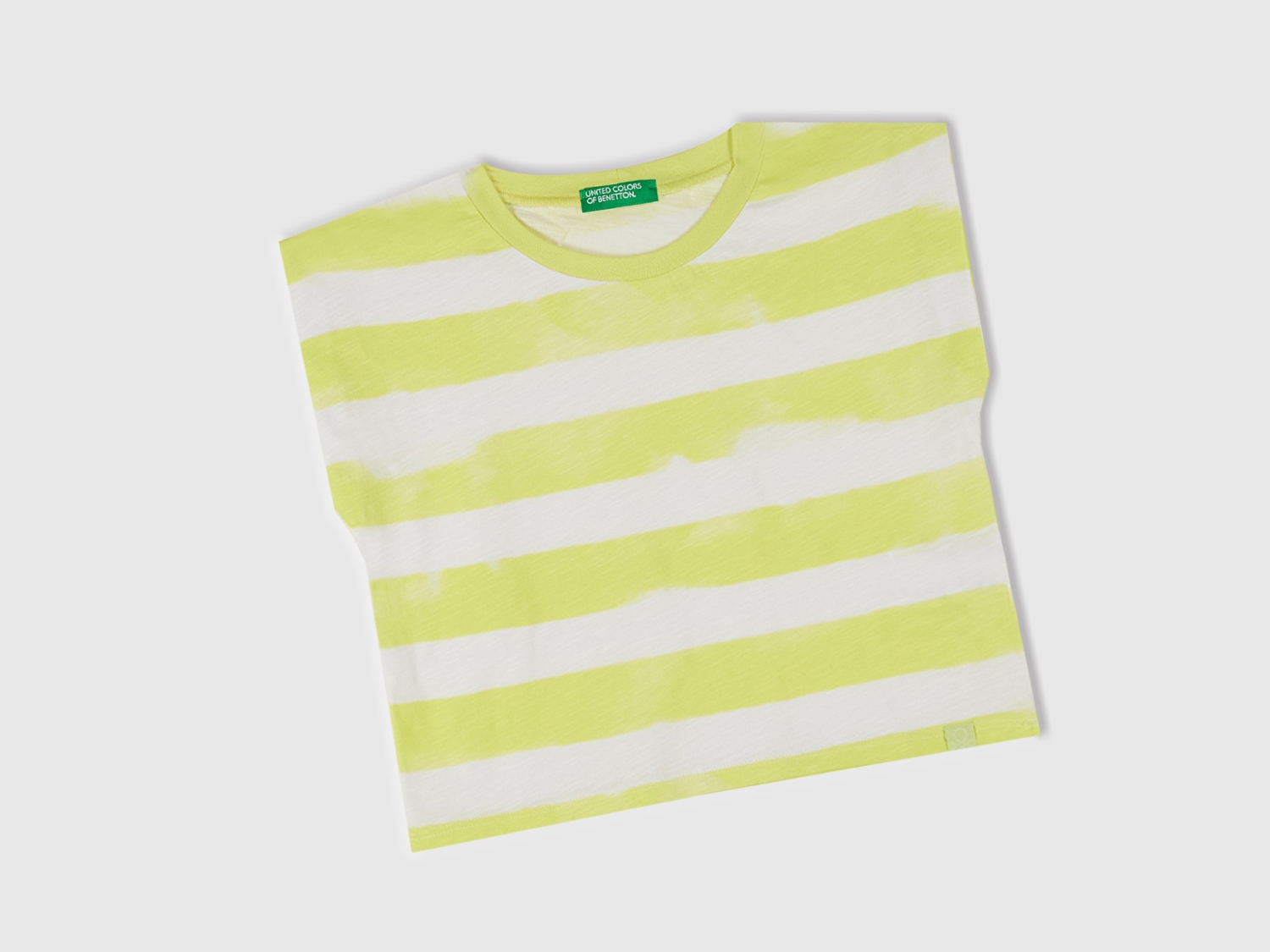 Benetton Kız Çocuk Sarı Çizgili Boynu Nervürlü Logo Etiketi Detaylı Kolsuz T-Shirt