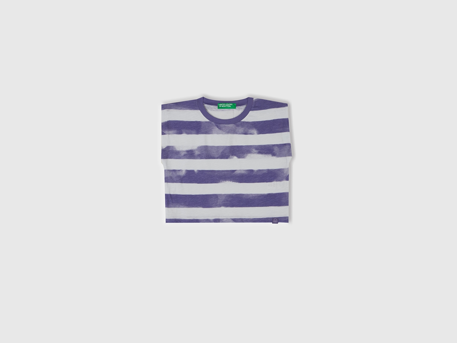 Benetton Kız Çocuk Mor Çizgili Boynu Nervürlü Logo Etiketi Detaylı Kolsuz T-Shirt