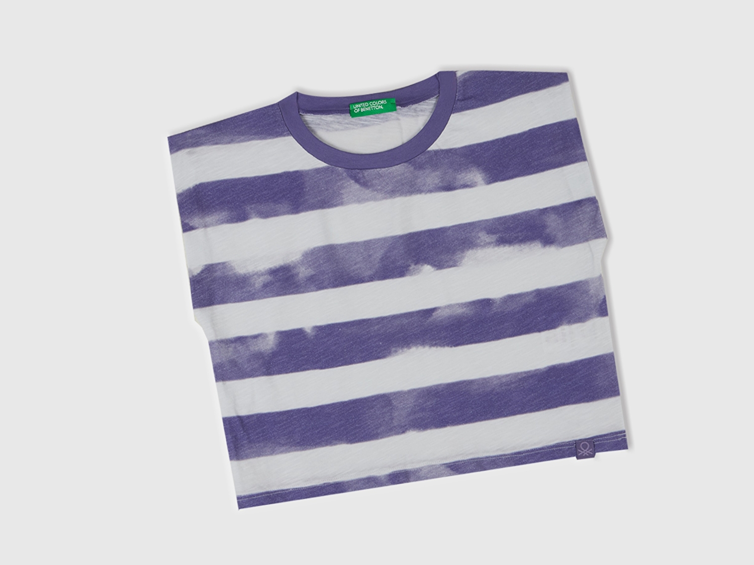 Benetton Kız Çocuk Mor Çizgili Boynu Nervürlü Logo Etiketi Detaylı Kolsuz T-Shirt