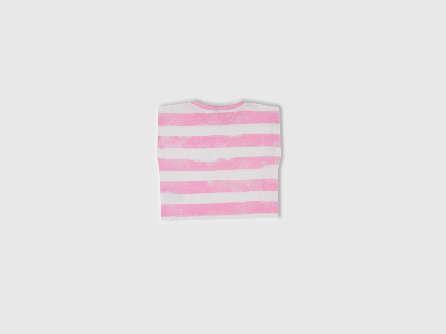 Benetton Kız Çocuk Pembe Çizgili Boynu Nervürlü Logo Etiketi Detaylı Kolsuz T-Shirt
