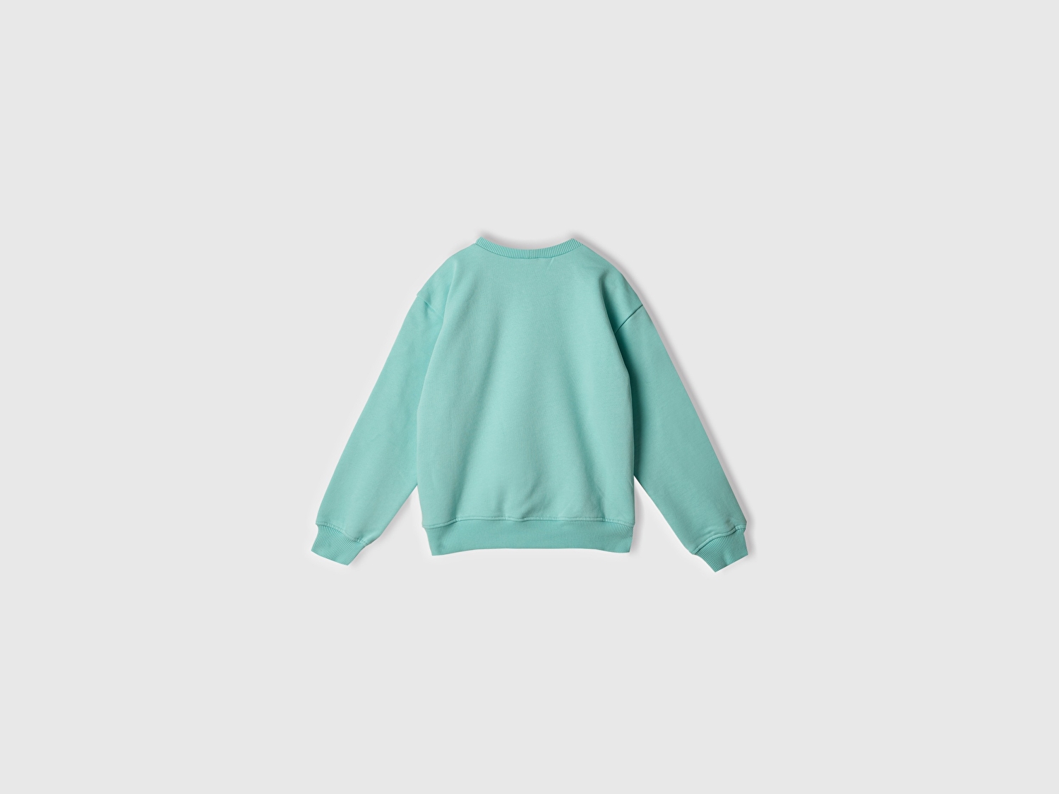Benetton Erkek Çocuk Su Yeşili Baskılı Manşetli Bisiklet Yaka Sweatshirt