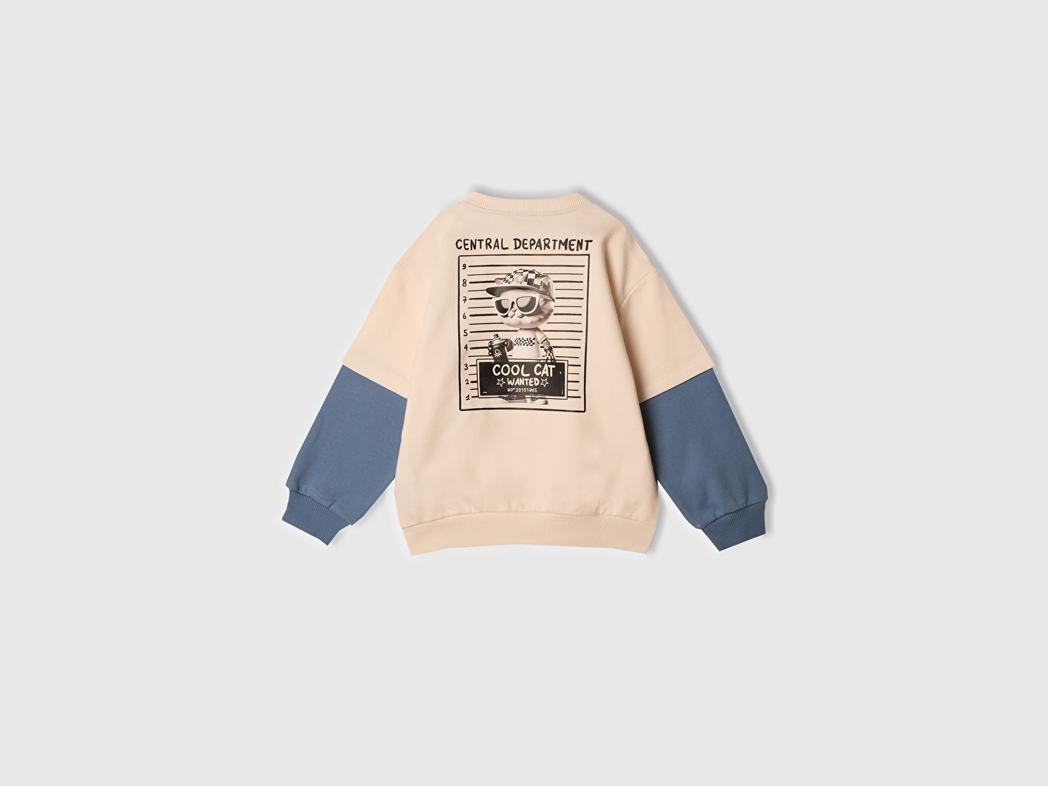 Benetton Erkek Bebek Ekru Grafik Baskılı Çift Kollu Bisiklet Yaka Sweatshirt