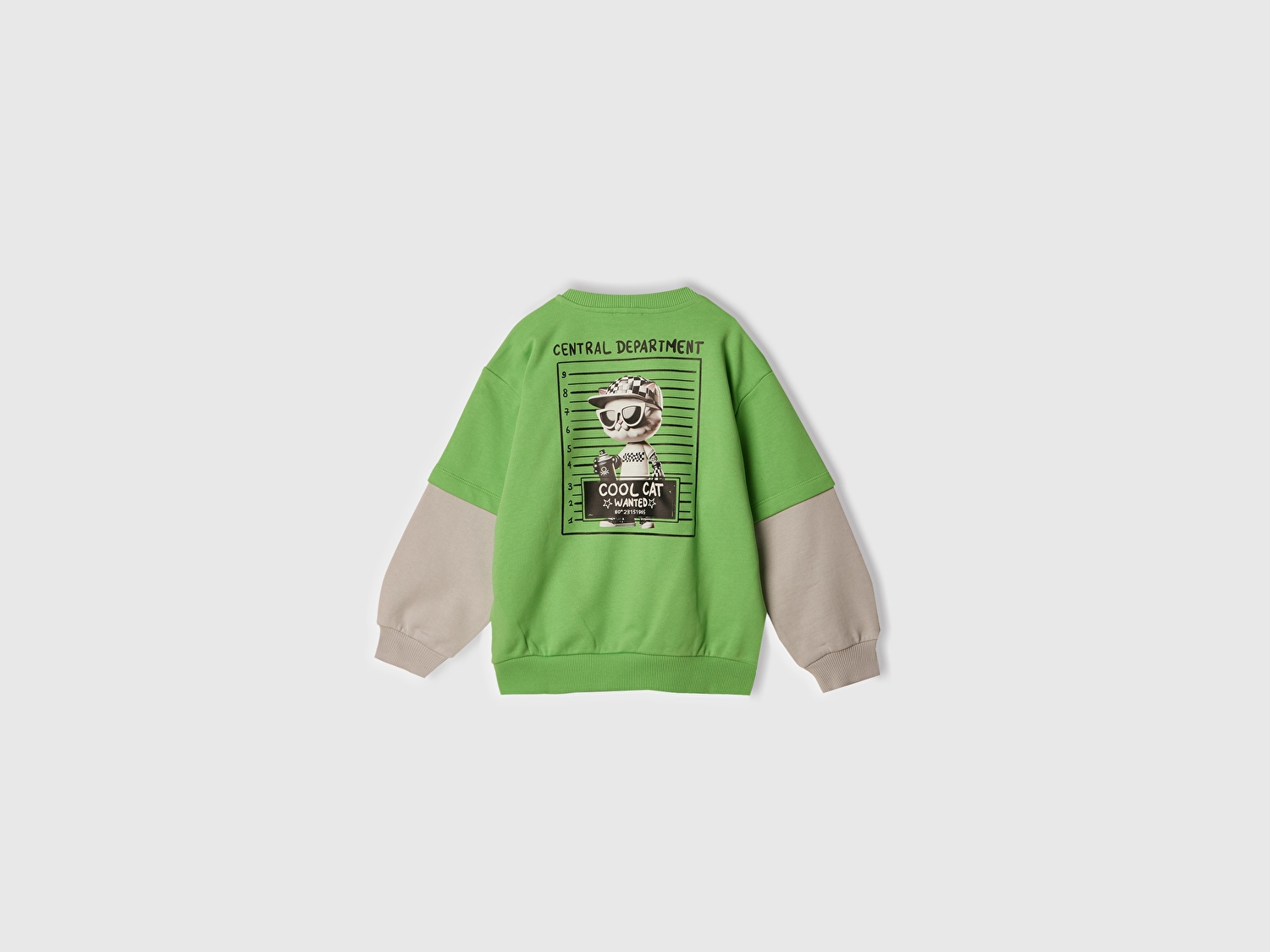 Benetton Erkek Bebek Fıstık Yeşili Grafik Baskılı Çift Kollu Bisiklet Yaka Sweatshirt