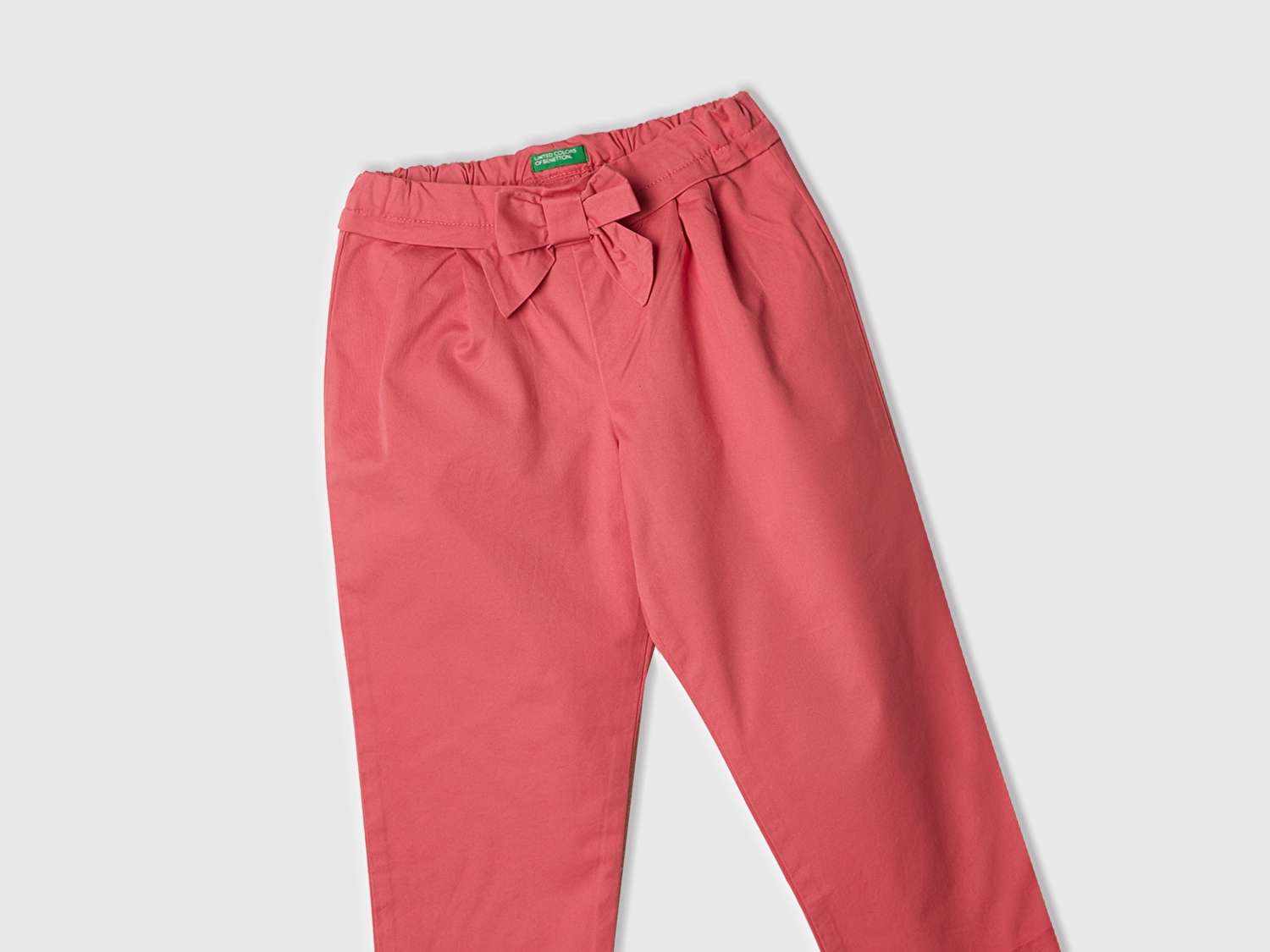Benetton Kız Bebek Fuşya Logo Detaylı Beli Ayarlanabilir Lastikli Fiyonklu Pantolon