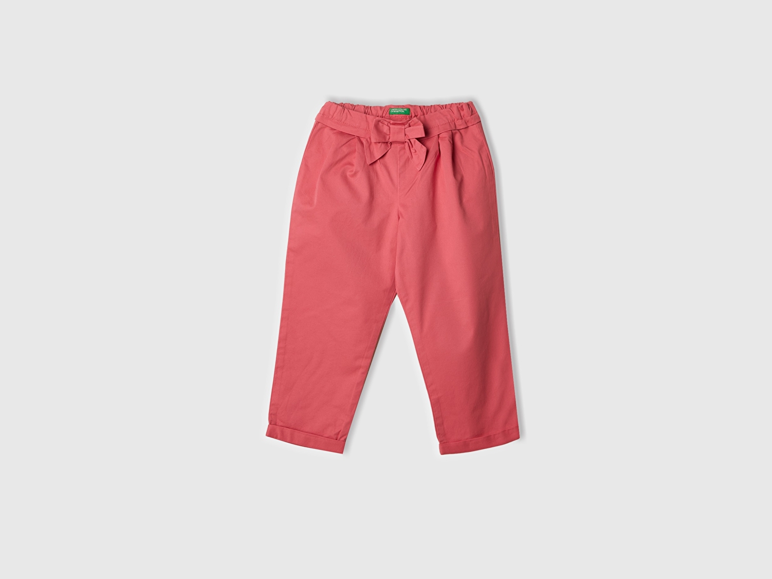 Benetton Kız Bebek Fuşya Logo Detaylı Beli Ayarlanabilir Lastikli Fiyonklu Pantolon