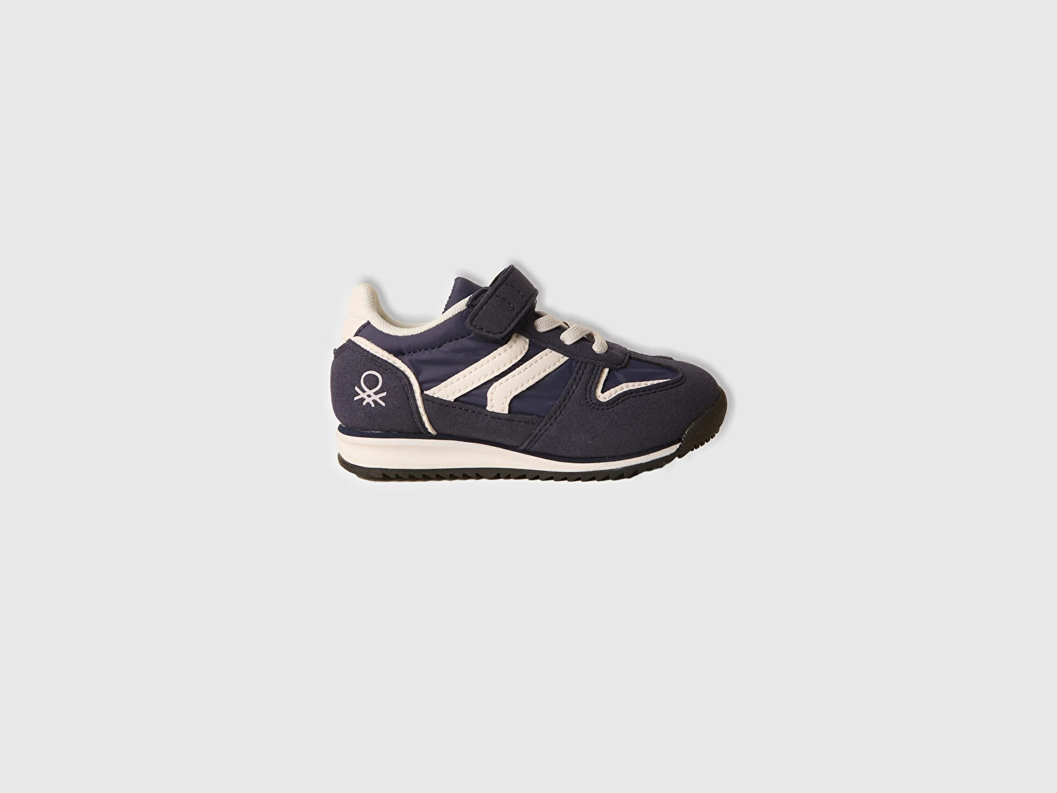 Benetton Erkek Bebek Lacivert Süet ve Deri Görünüm Parçalı Cırt Cırt Detaylı Sneaker