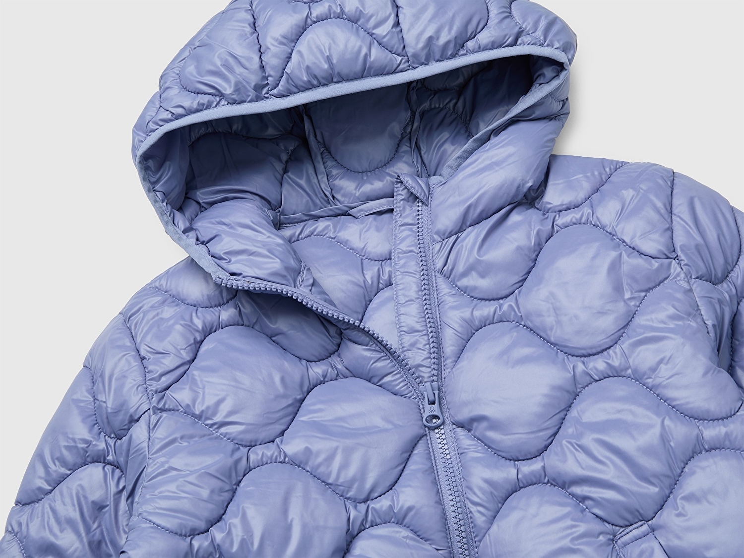Benetton Kız Çocuk Mor Şişme Kapüşonlu Cepli Mont