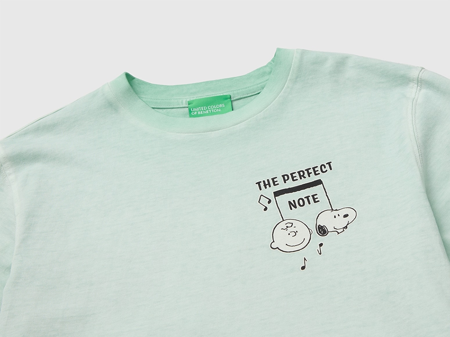 Benetton Erkek Çocuk Yeşil Önü Snoopy Baskılı Oversize Tişört