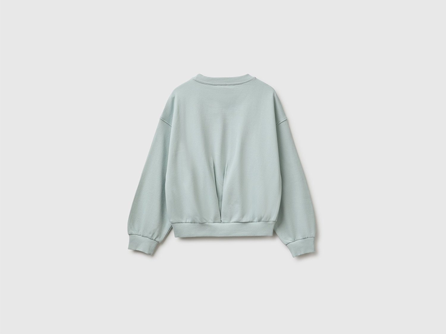 Benetton Kız Çocuk Su Yeşili Ribanalı Uzun Kollu Bisiklet Yaka Sweatshirt