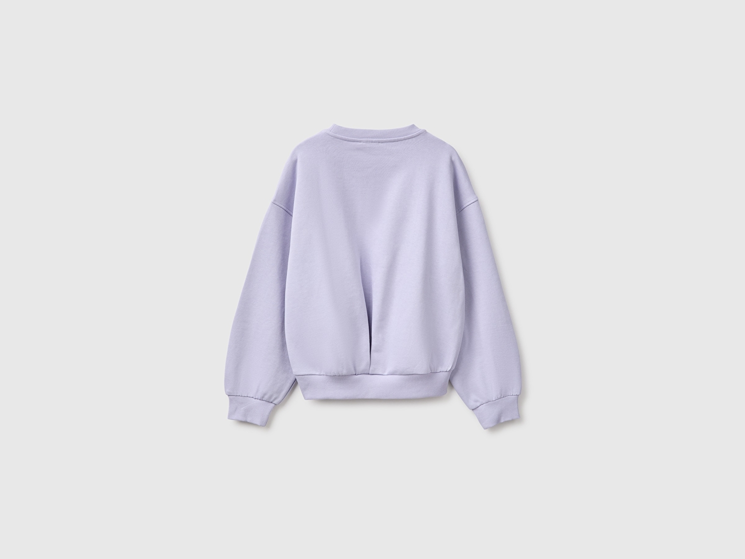Benetton Kız Çocuk Lila Ribanalı Uzun Kollu Bisiklet Yaka Sweatshirt