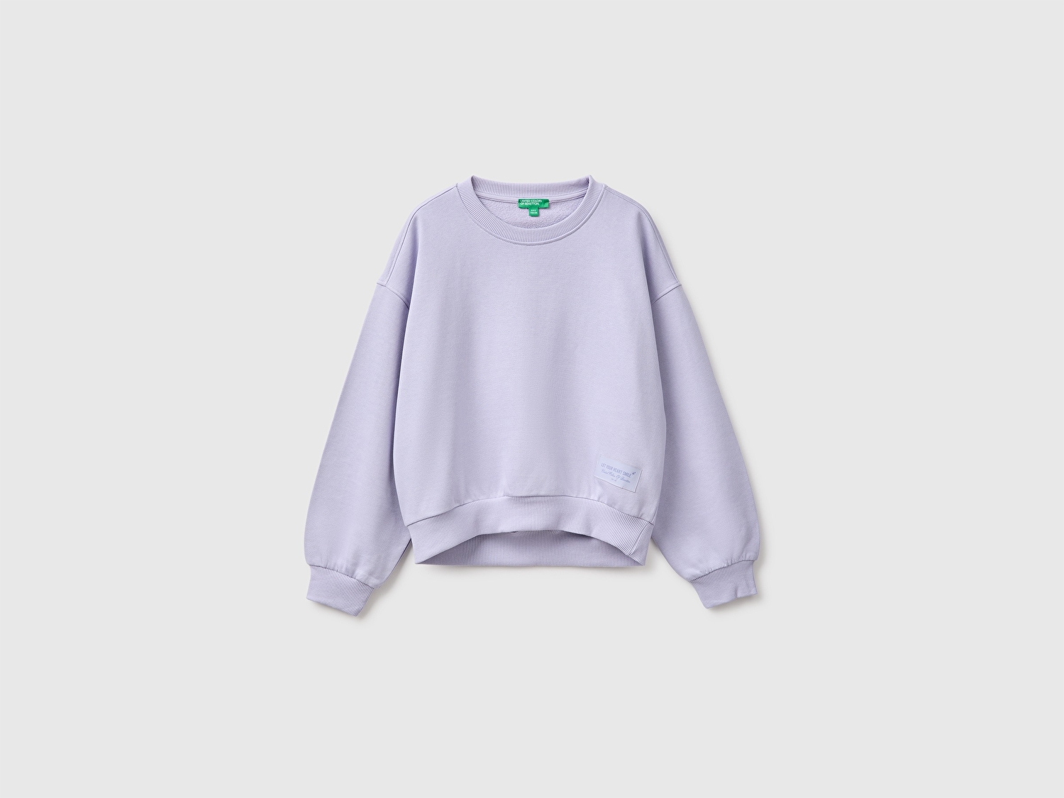 Benetton Kız Çocuk Lila Ribanalı Uzun Kollu Bisiklet Yaka Sweatshirt