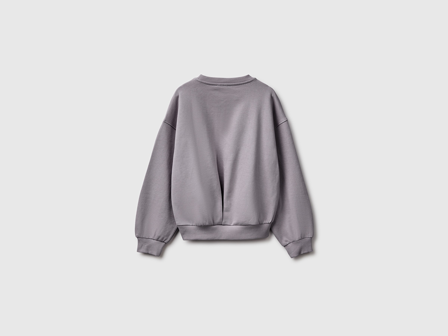 Benetton Kız Çocuk Koyu Gri Ribanalı Uzun Kollu Bisiklet Yaka Sweatshirt