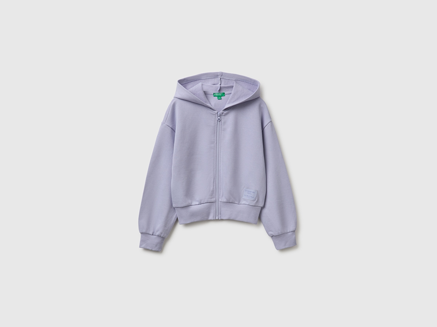 Benetton Kız Çocuk Lila Ribanalı Kapüşonlu Fermuarlı Sweatshirt
