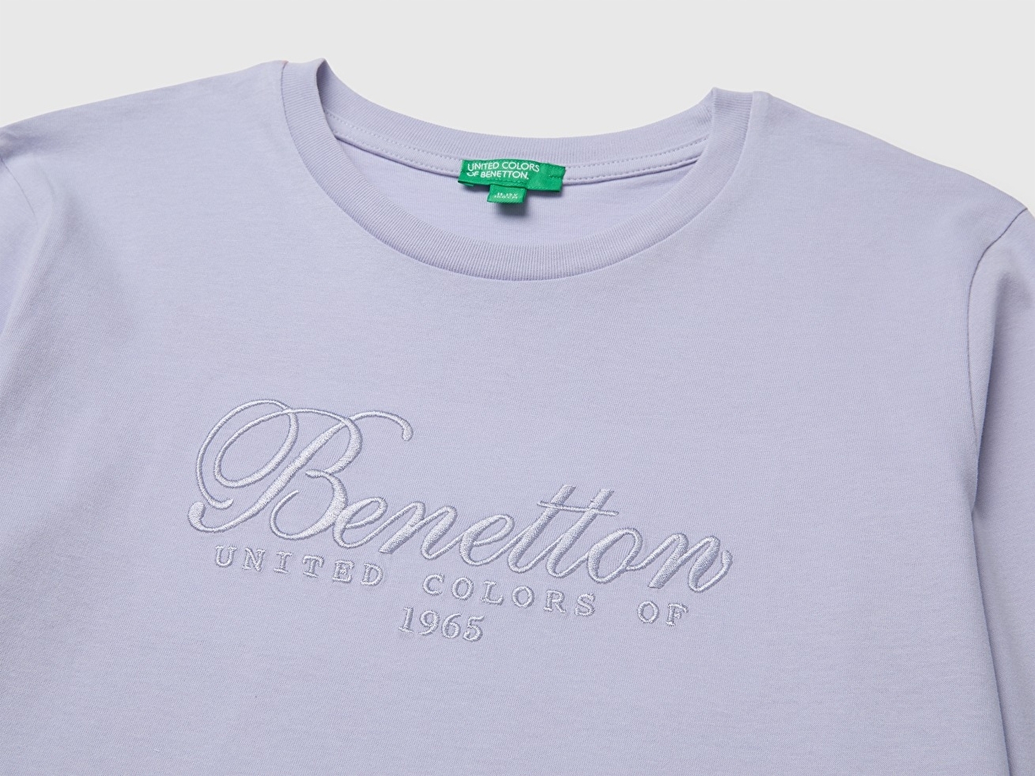 Benetton Kız Çocuk Lila Önü İşlemeli Uzun Kollu Tişört