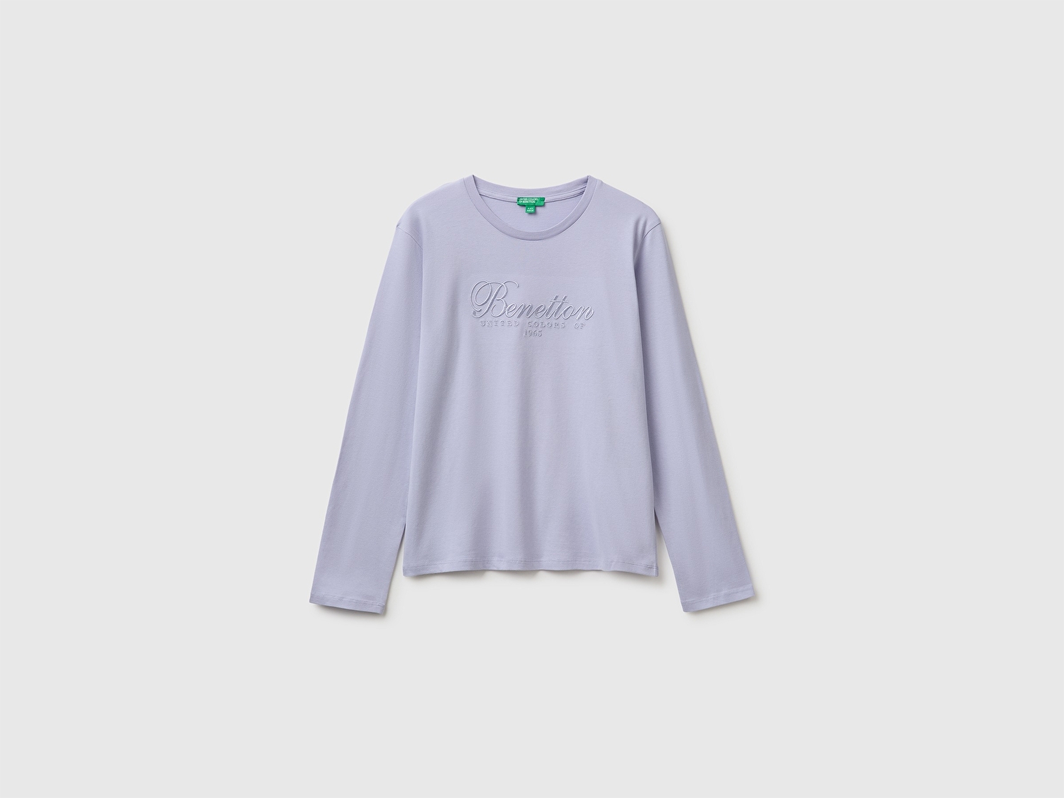 Benetton Kız Çocuk Lila Önü İşlemeli Uzun Kollu Tişört
