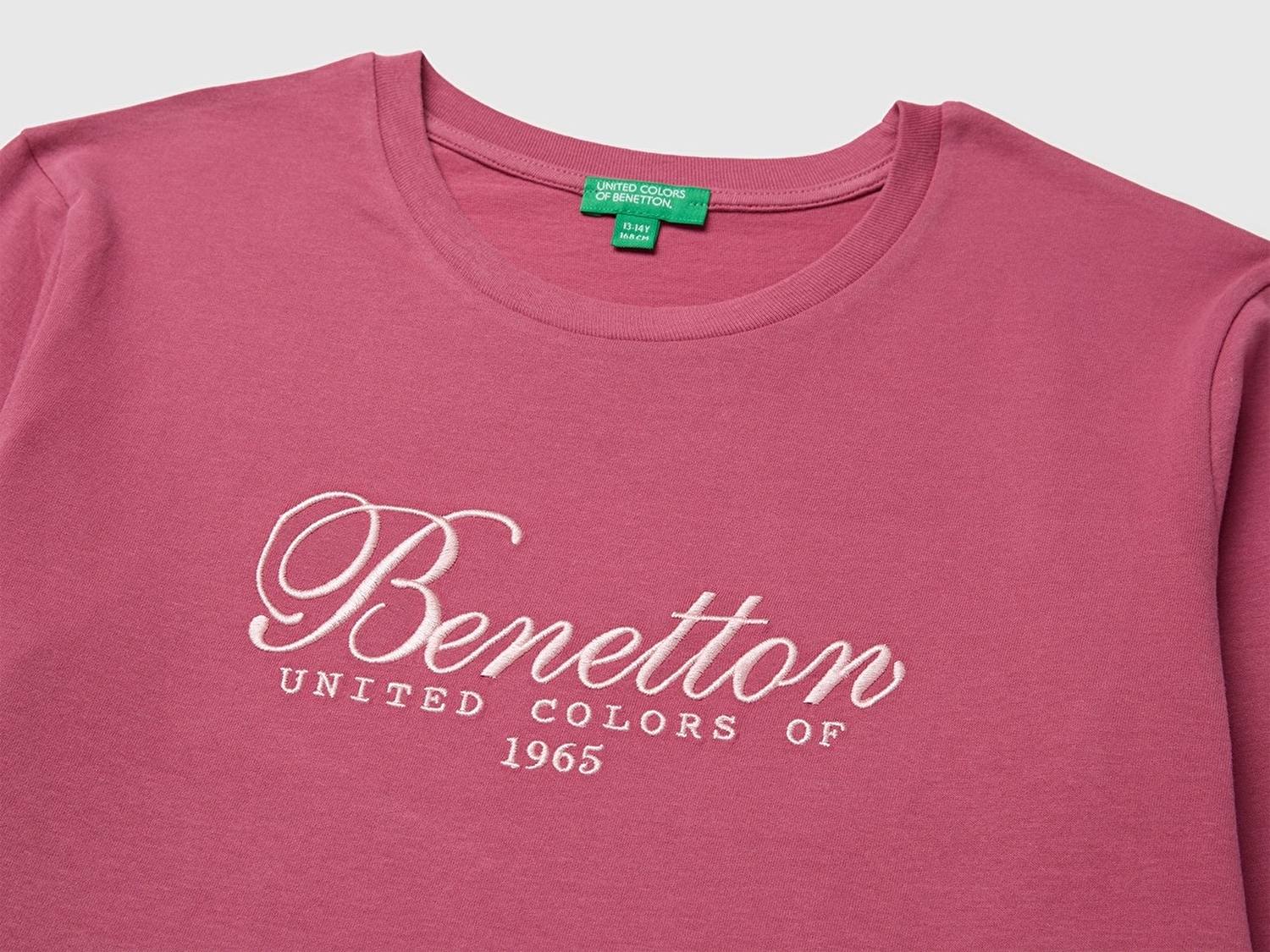 Benetton Kız Çocuk Fuşya Önü İşlemeli Uzun Kollu Tişört