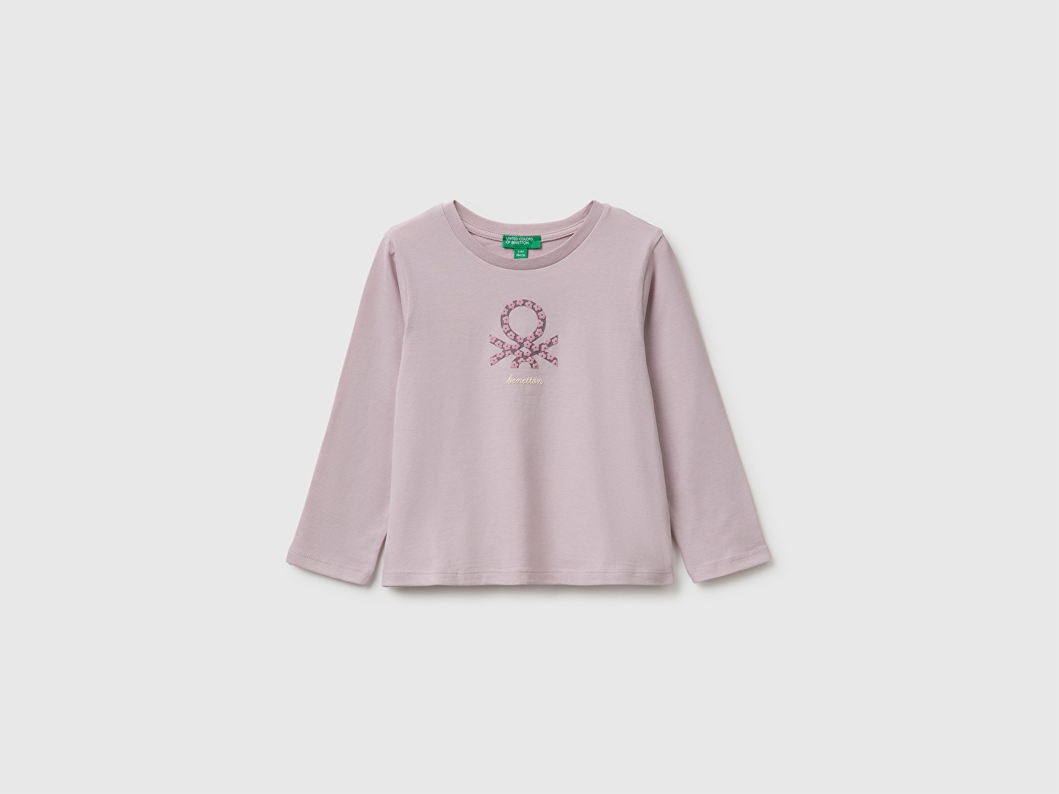 Benetton Kız Bebek Gül Kurusu Önü Baskılı Uzun Kollu Tişört
