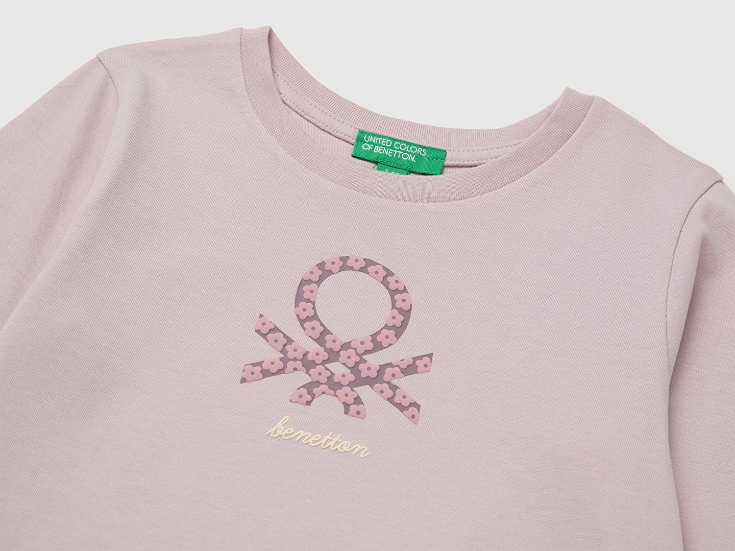 Benetton Kız Bebek Gül Kurusu Önü Baskılı Uzun Kollu Tişört