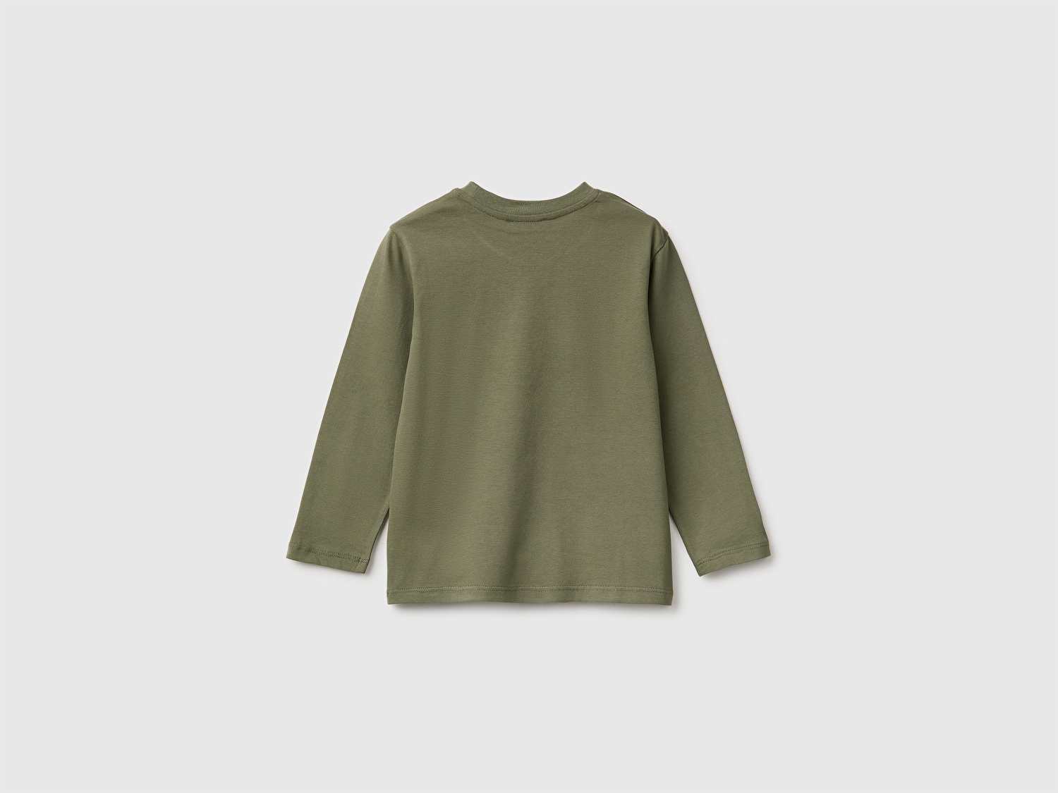 Benetton Erkek Bebek Haki Önü Baskılı Uzun Kollu Tişört