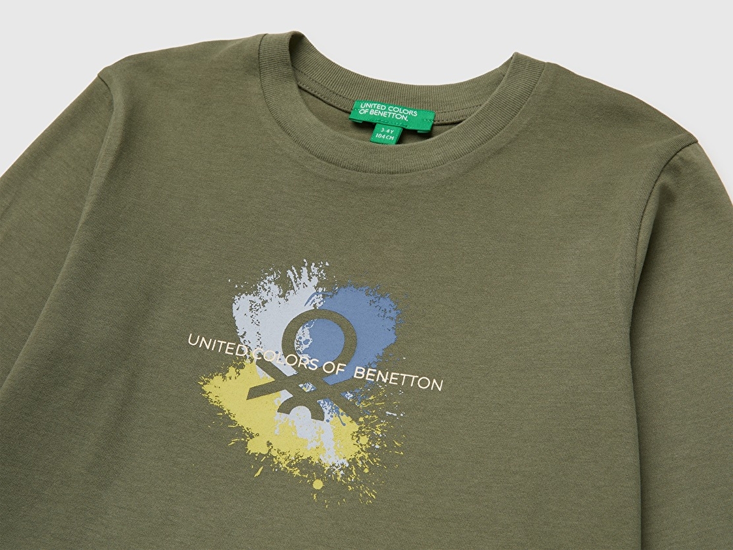 Benetton Erkek Bebek Haki Önü Baskılı Uzun Kollu Tişört