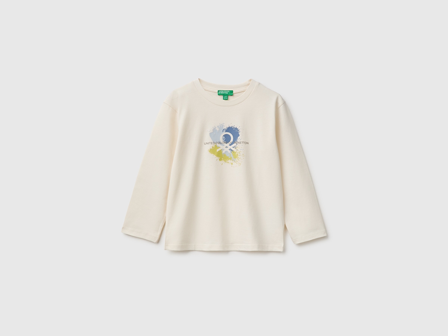 Benetton Erkek Bebek Ekru Önü Baskılı Uzun Kollu Tişört