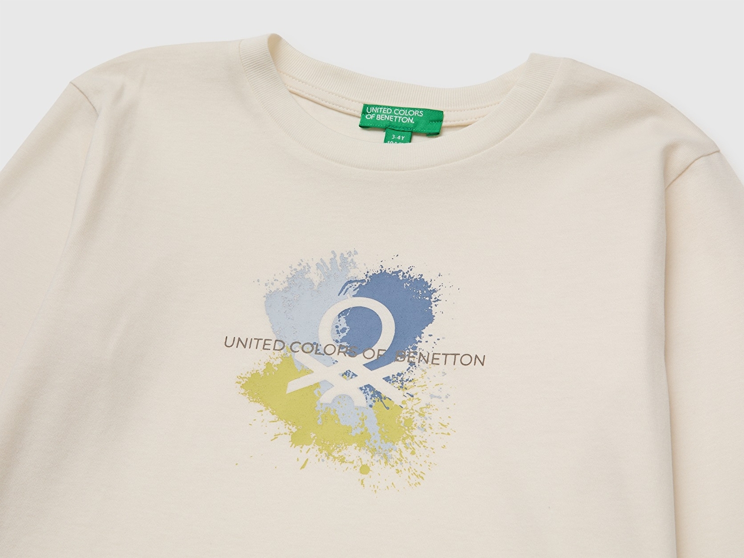 Benetton Erkek Bebek Ekru Önü Baskılı Uzun Kollu Tişört