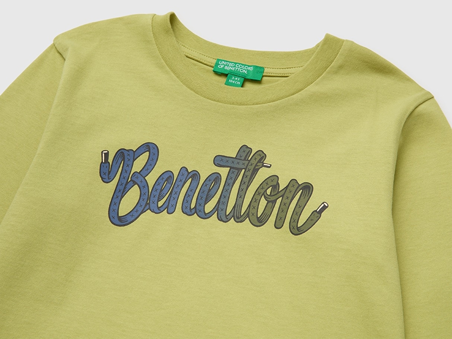 Benetton Erkek Bebek Fıstık Yeşili Önü Baskılı Uzun Kollu Tişört