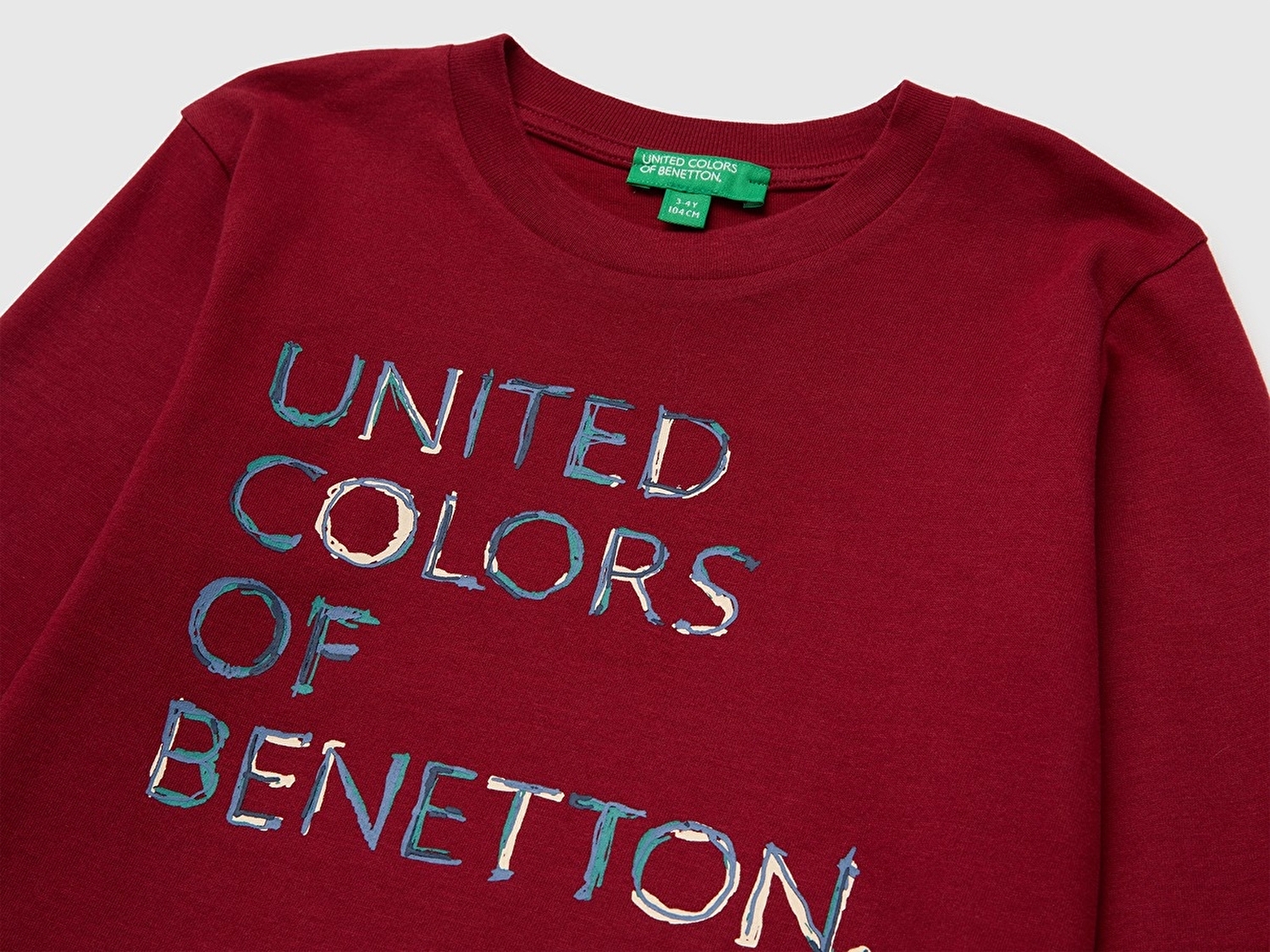 Benetton Erkek Bebek Kırmızı Önü Baskılı Uzun Kollu Tişört