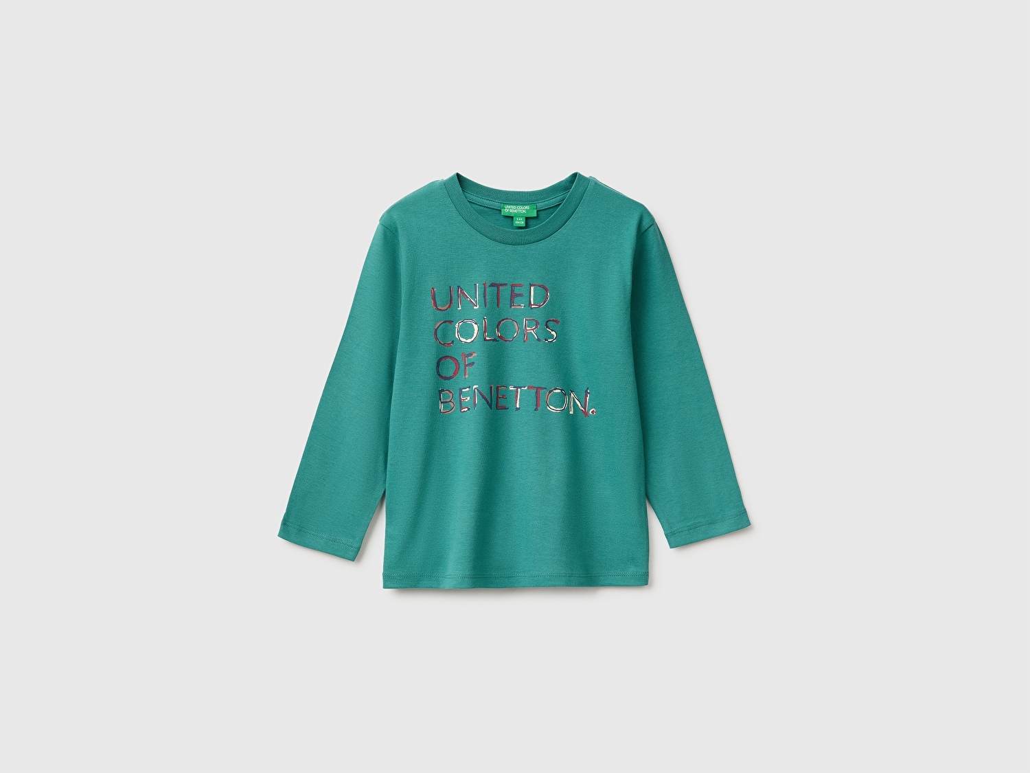 Benetton Erkek Bebek Petrol Yeşili Önü Baskılı Uzun Kollu Tişört