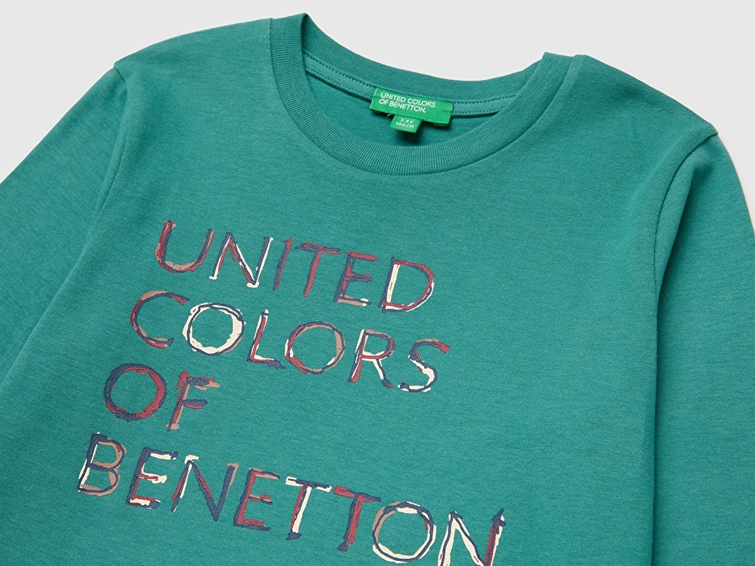 Benetton Erkek Bebek Petrol Yeşili Önü Baskılı Uzun Kollu Tişört