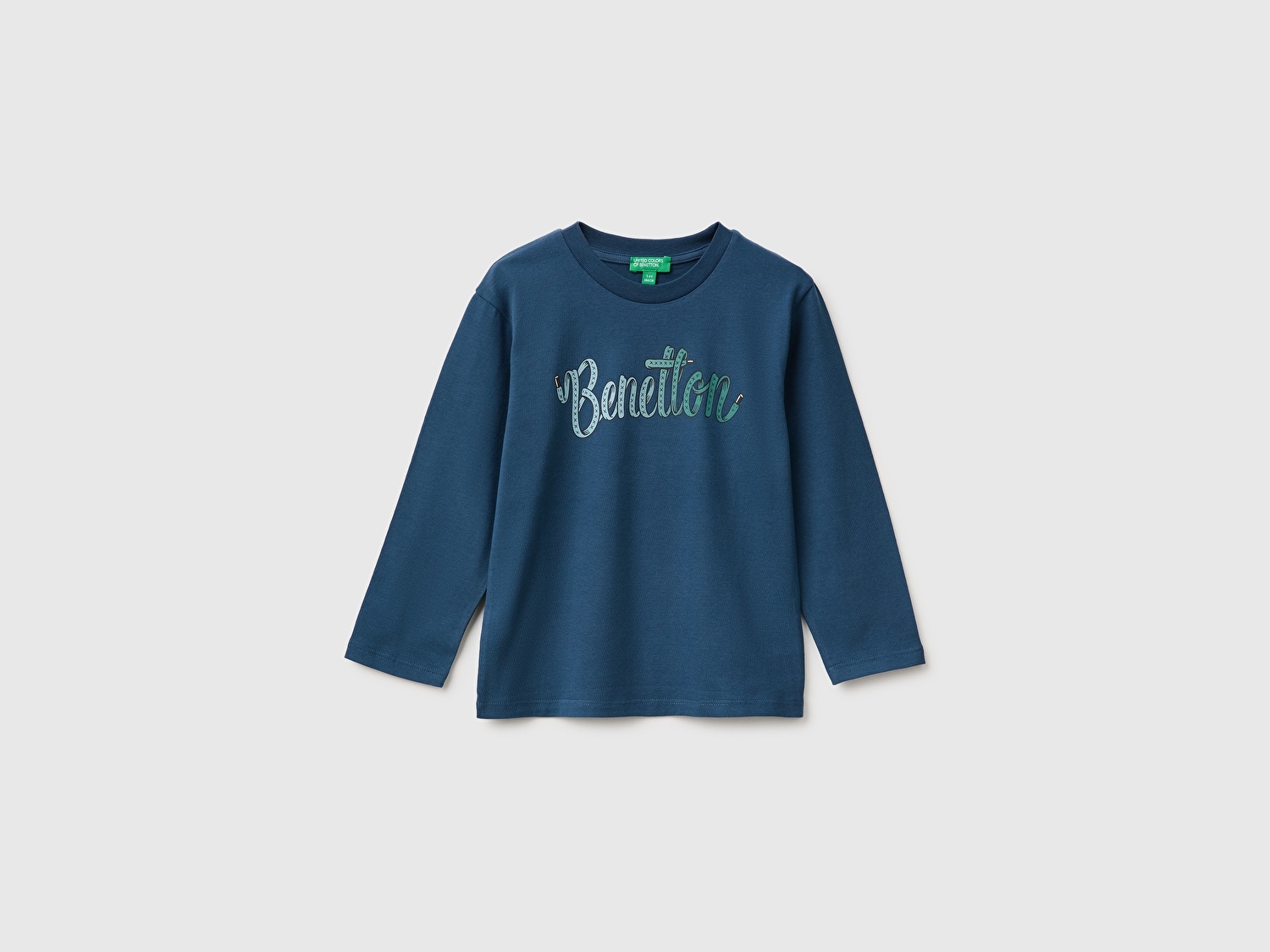 Benetton Erkek Bebek Lacivert Önü Baskılı Uzun Kollu Tişört