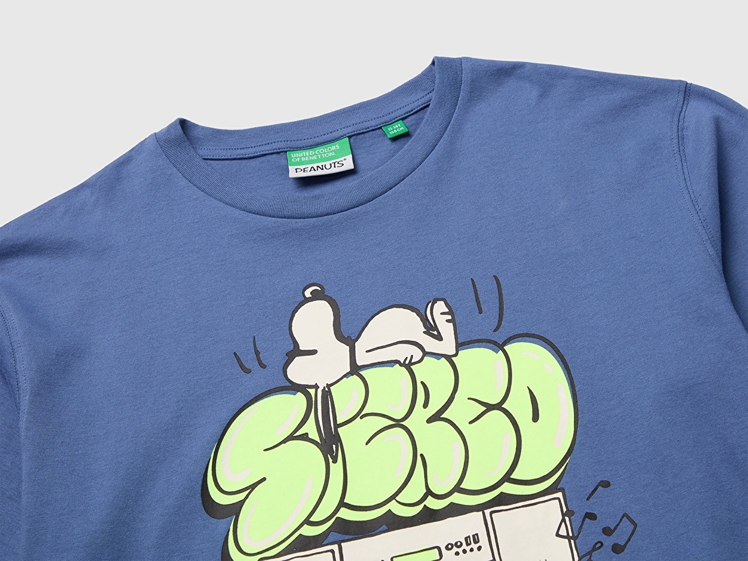 Benetton Erkek Çocuk Mavi Önü Snoopy Baskılı Oversize Uzun Kollu Tişört