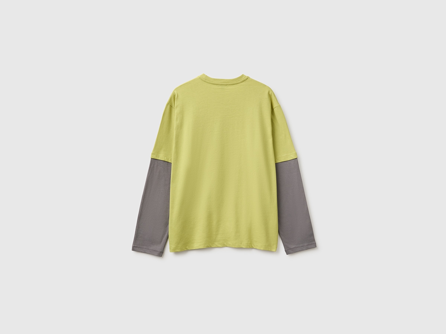 Benetton Erkek Çocuk Fıstık Yeşili Önü Baskılı Uzun Kollu Tişört
