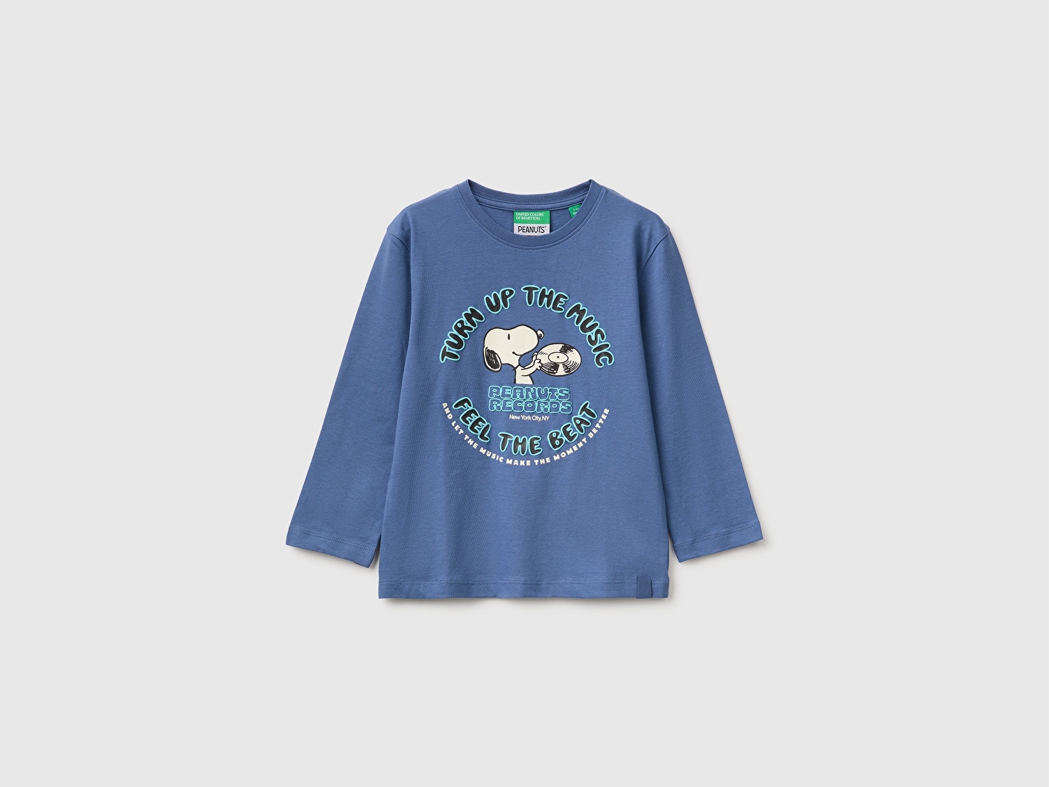Benetton Erkek Bebek Mavi Önü Snoopy Baskılı Uzun Kollu Tişört
