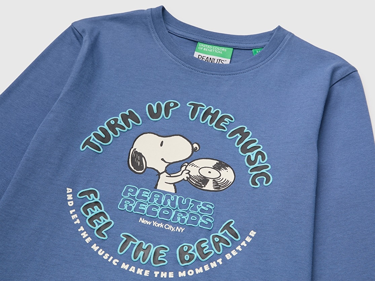 Benetton Erkek Bebek Mavi Önü Snoopy Baskılı Uzun Kollu Tişört