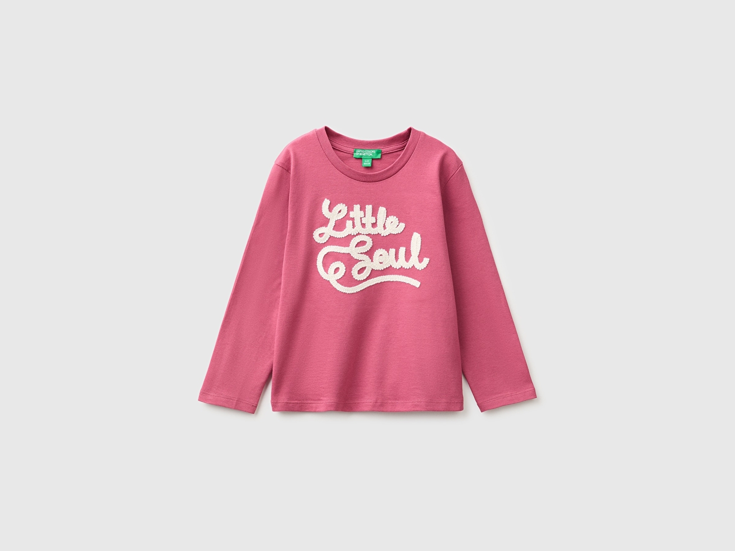 Benetton Kız Bebek Fuşya Önü İşlemeli Uzun Kollu Tişört
