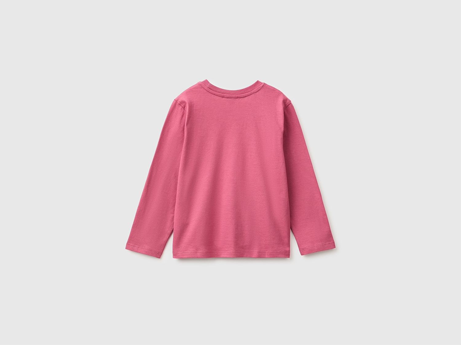 Benetton Kız Bebek Fuşya Önü İşlemeli Uzun Kollu Tişört