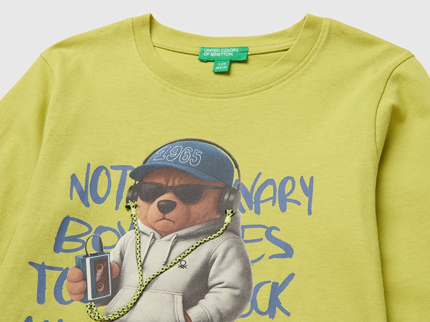 Benetton Erkek Bebek Fıstık Yeşili Önü İşlemeli Uzun Kollu Tişört