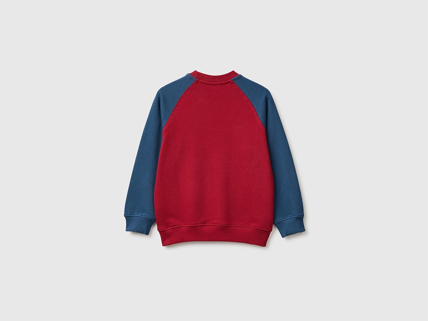 Benetton Erkek Çocuk Kırmızı Önü İşlemeli Ribanalı Reglan Kollu Bisiklet Yaka Sweatshirt