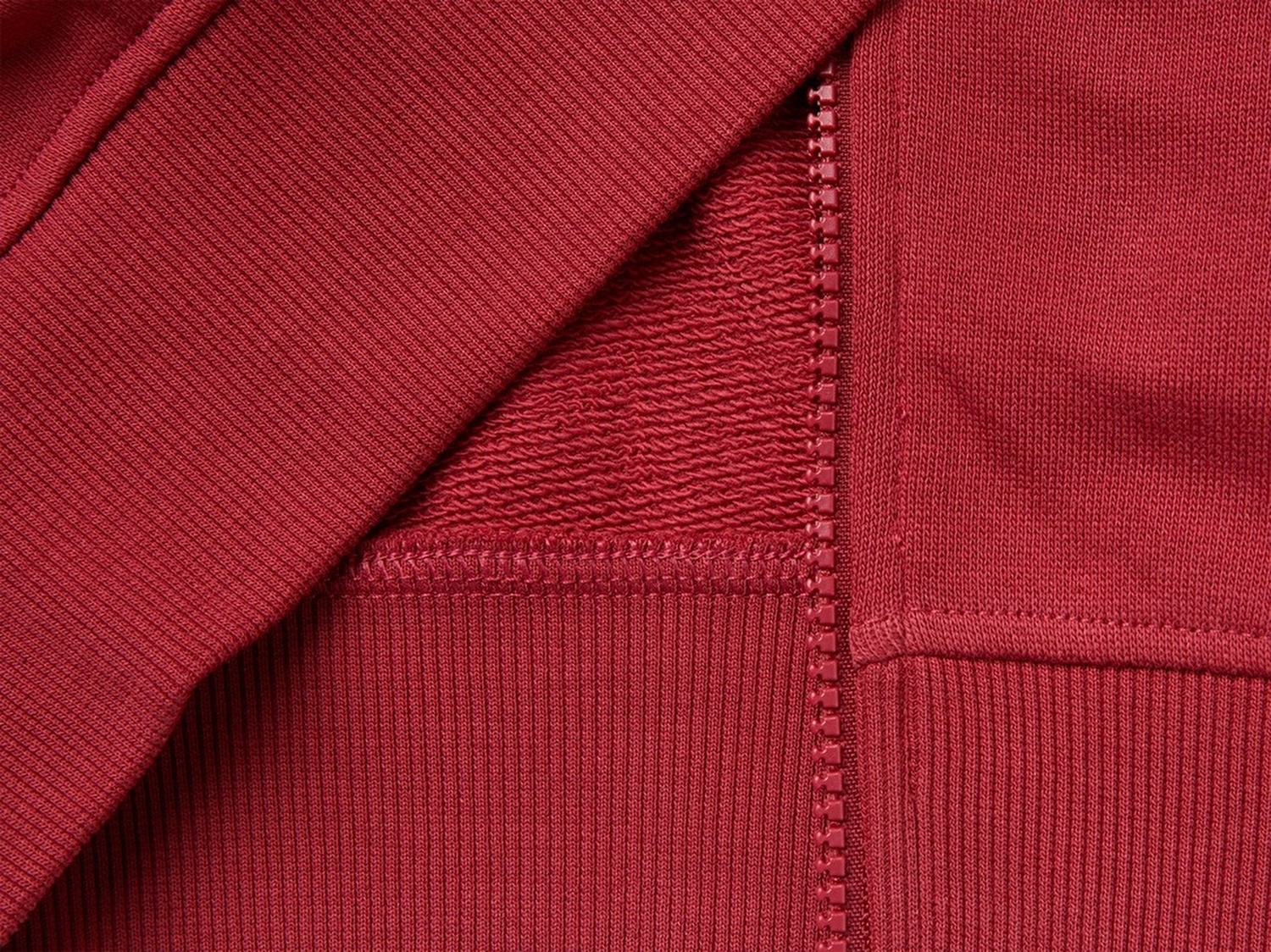 Benetton Kız Çocuk Kırmızı Önü İşlemeli Ribanalı Cepli Kapüşonlu Fermuarlı Sweatshirt
