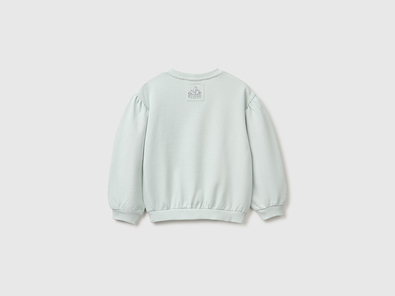 Benetton Kız Bebek Su Yeşili Önü Lilo&Stitch Baskılı Ribanalı Bisiklet Yaka Sweatshirt