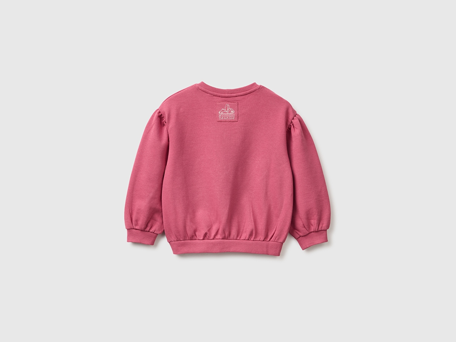 Benetton Kız Bebek Fuşya Önü Lilo&Stitch Baskılı Ribanalı Bisiklet Yaka Sweatshirt