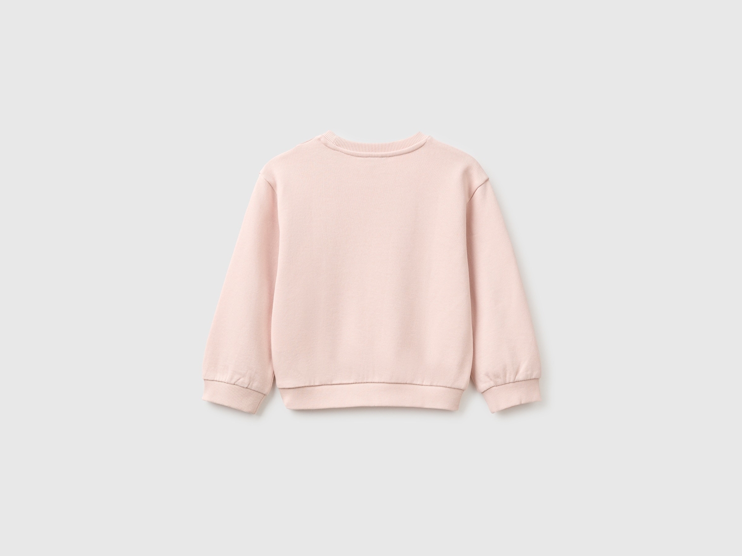 Benetton Kız Bebek Pudra Önü İşlemeli Uzun Kollu Bisiklet Yaka Sweatshirt